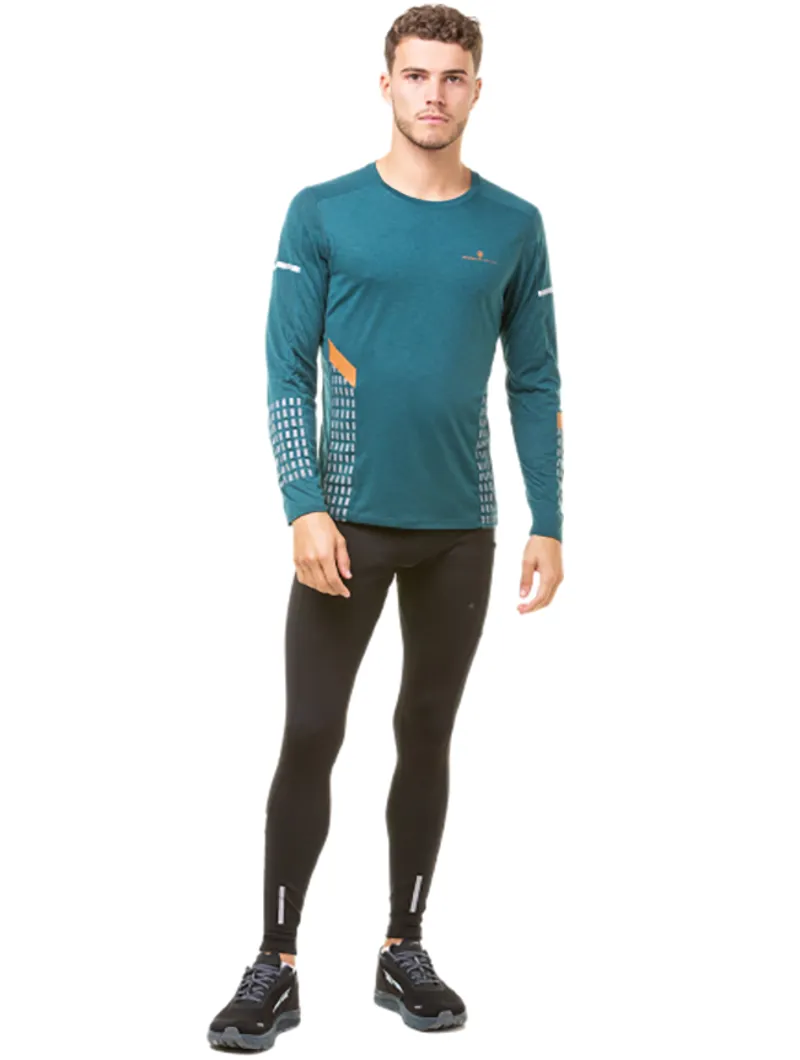 Ronhill Men's Tech Afterhours L/S Tee DpLagoon/Copper/Rflct-2